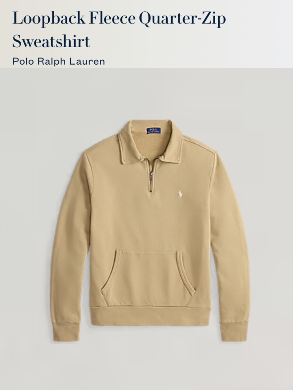 Ralph Lauren Beige Quarter-Zip Polo Sweatshirt